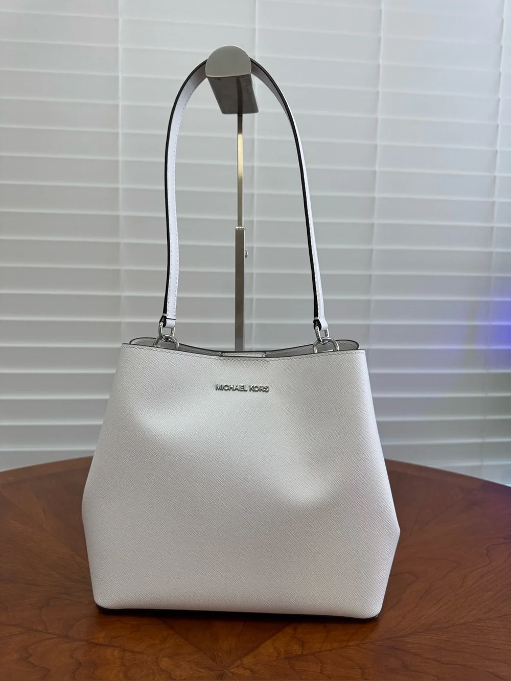 Michael Kors White Saffiano Leather Shoulder Bag